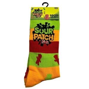 Odd Sox Unisex Sour Patch Kids Striped Novelty Crew Socks Orange Green Red